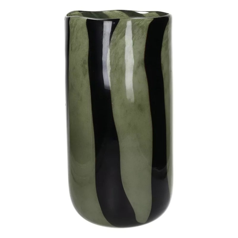 VASE NES GLASS GREEN BLACK